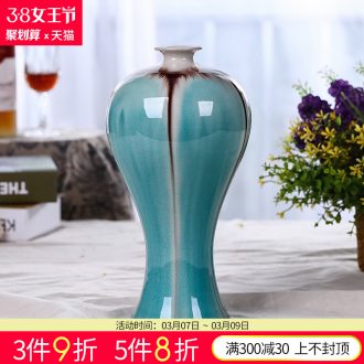 Jingdezhen ceramics vase furnishing articles powder blue glaze sweet grain ears and design the sitting room of Chinese style household ornaments