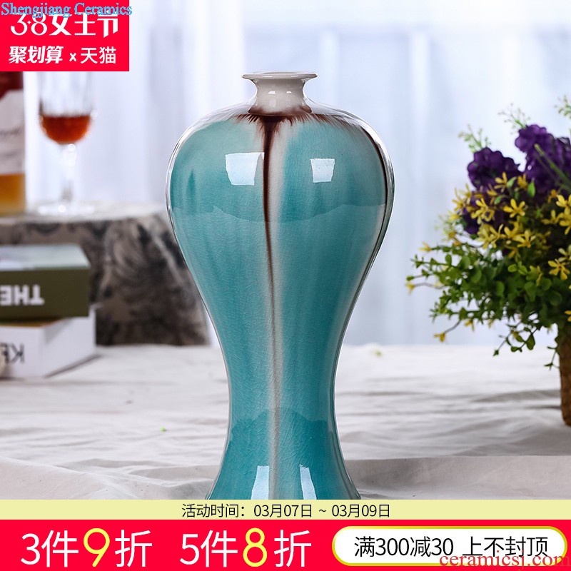 Jingdezhen ceramics vase furnishing articles powder blue glaze sweet grain ears and design the sitting room of Chinese style household ornaments