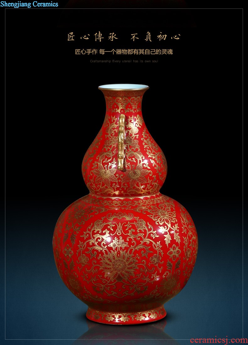 Jingdezhen ceramics furnishing articles hand-painted CV 18 red vase in the living room TV ark decoration large arranging flowers