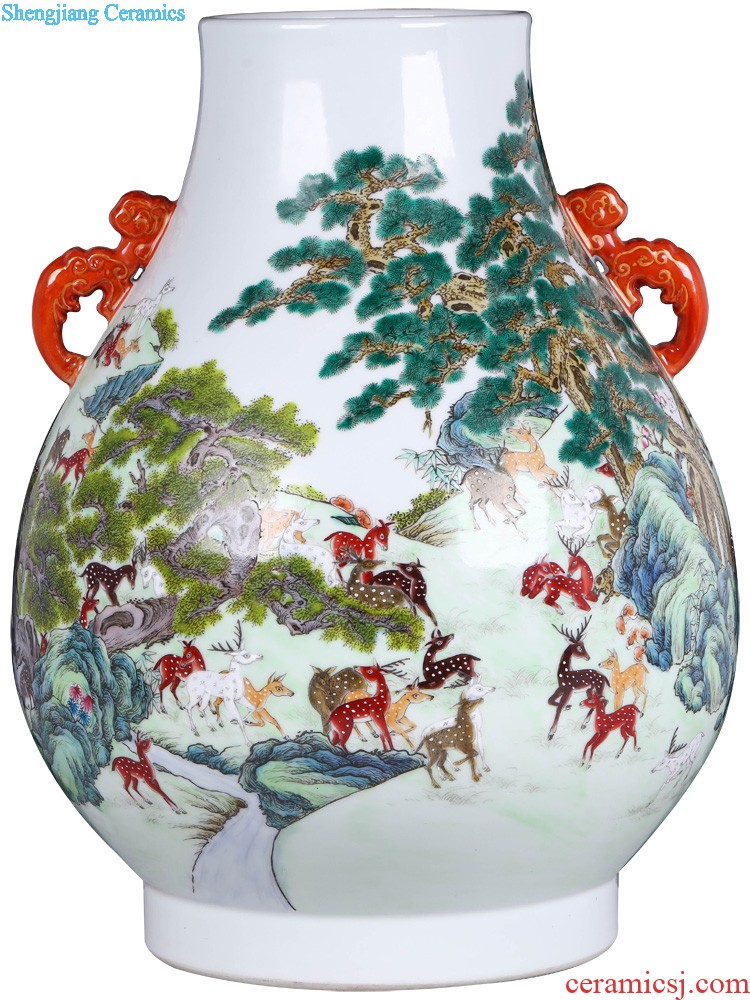 Jingdezhen ceramics vase archaize powder enamel bottles of the sitting room of Chinese style household adornment flower arranging furnishing articles