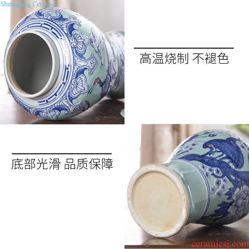 Jingdezhen ceramic hand-painted quiver vase Chinese painting and calligraphy cylinder scroll cylinder sitting room ground adornment is placed the study