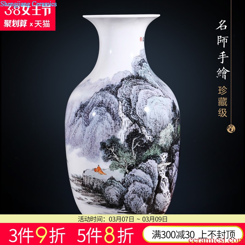 Jingdezhen ceramics hand-painted tea MeiZhengYan vase furnishing articles New Chinese style household living room TV cabinet decoration