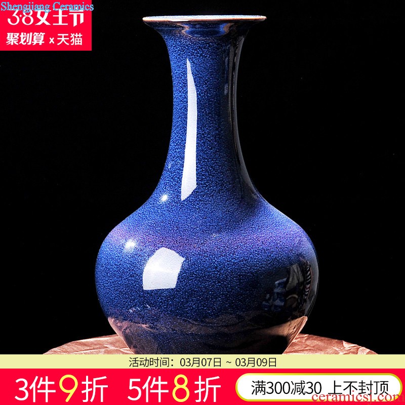 Jingdezhen ceramics vase furnishing articles Manual sculpture shadow green lotus flower vases, flower arrangement, new Chinese style decoration