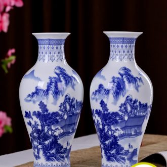 Jingdezhen ceramics hand-painted modern Chinese blue and white porcelain vases, flower arrangement sitting room crafts home decoration furnishing articles