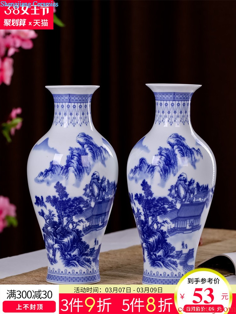 Jingdezhen ceramics hand-painted modern Chinese blue and white porcelain vases, flower arrangement sitting room crafts home decoration furnishing articles