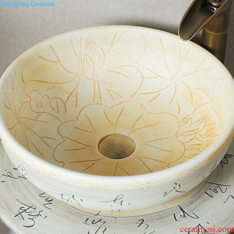 Koh larn qi ceramic column basin sink console art to a whole basin bathroom pillar type lavatory