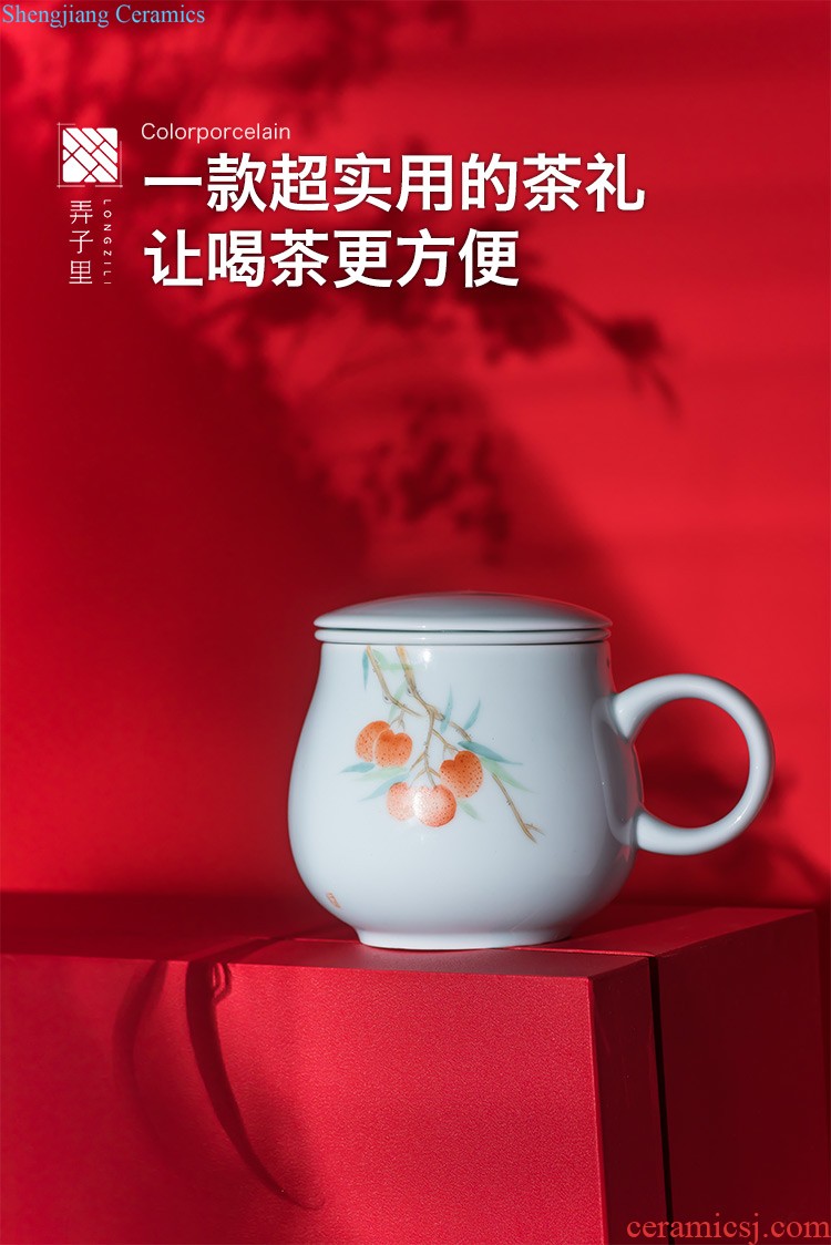 Pure manual hand-painted bound lotus flower blue only three tureen tea bowl of jingdezhen ceramic cups kung fu tea set