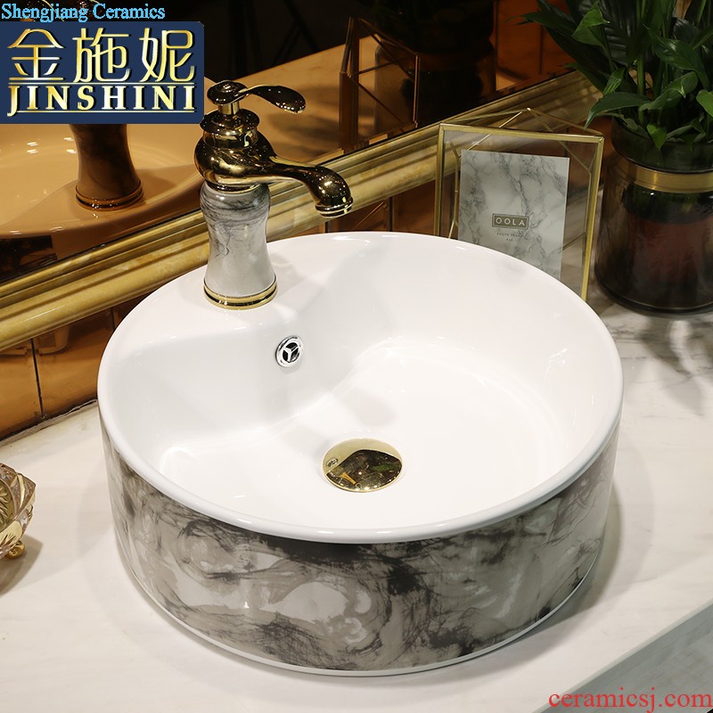 The stage basin ceramic washing basin creative Nordic modern Chinese circular home wash gargle art basin