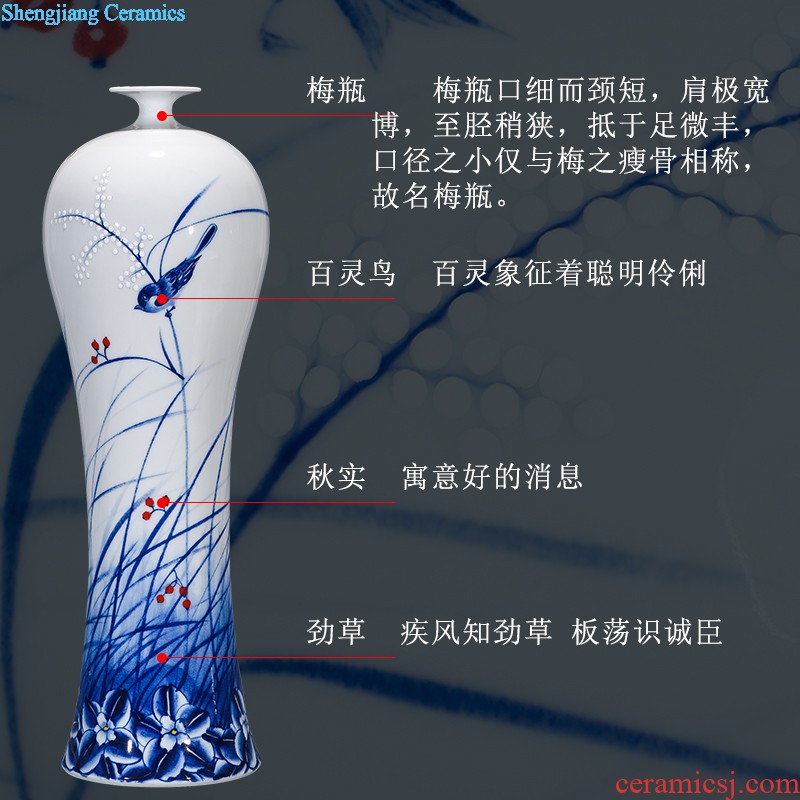 New Chinese style hand-painted vases furnishing articles color ink landscape after classical household three-piece adornment flower arranging jingdezhen ceramics