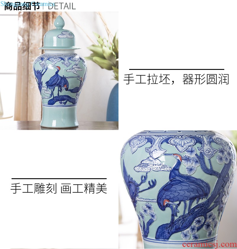 Jingdezhen ceramic hand-painted quiver vase Chinese painting and calligraphy cylinder scroll cylinder sitting room ground adornment is placed the study