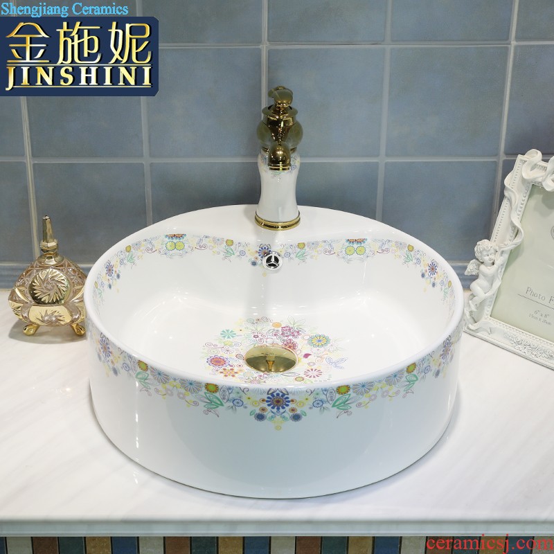 Ceramic face basin stage basin Lavabo square the pool that wash a face wash basin bathroom home art POTS of flowers and birds