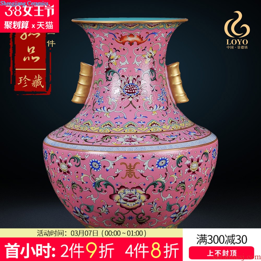 Jingdezhen ceramics powder enamel archaize tong qu wooden stick vases, flower arranging Chinese style classical home furnishing articles