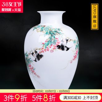 Jingdezhen ceramics vase Wang Yunxi hand painted blue and white porcelain rural amorous feelings Contemporary sitting room handicraft furnishing articles