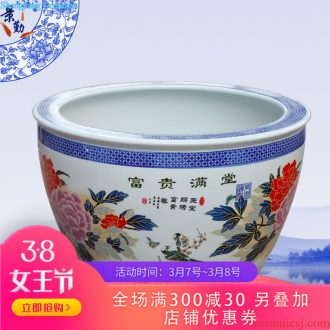 126 home furnishing articles Jingdezhen ceramic tank enamel paint lotus lotus cylinder in water