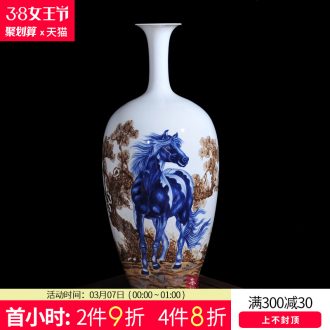 Jingdezhen hand-painted landscape ceramic floor large vases, vats Chinese sitting room porch villa decorations furnishing articles