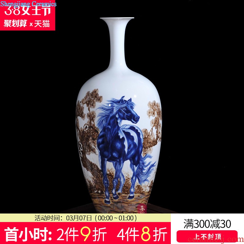 Jingdezhen hand-painted landscape ceramic floor large vases, vats Chinese sitting room porch villa decorations furnishing articles