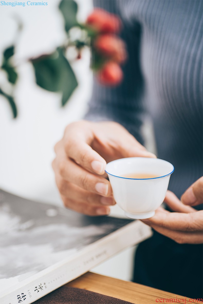 White porcelain hand-painted ceramic tea cup sample tea cup single kung fu tea set jingdezhen pure manual master cup small tea cups