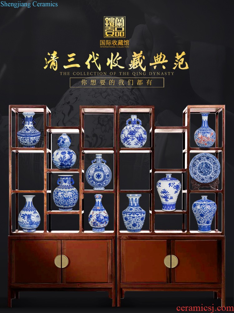 Jingdezhen ceramics vase three-piece new Chinese flower arranging dried flowers sitting room TV cabinet household act the role ofing is tasted furnishing articles