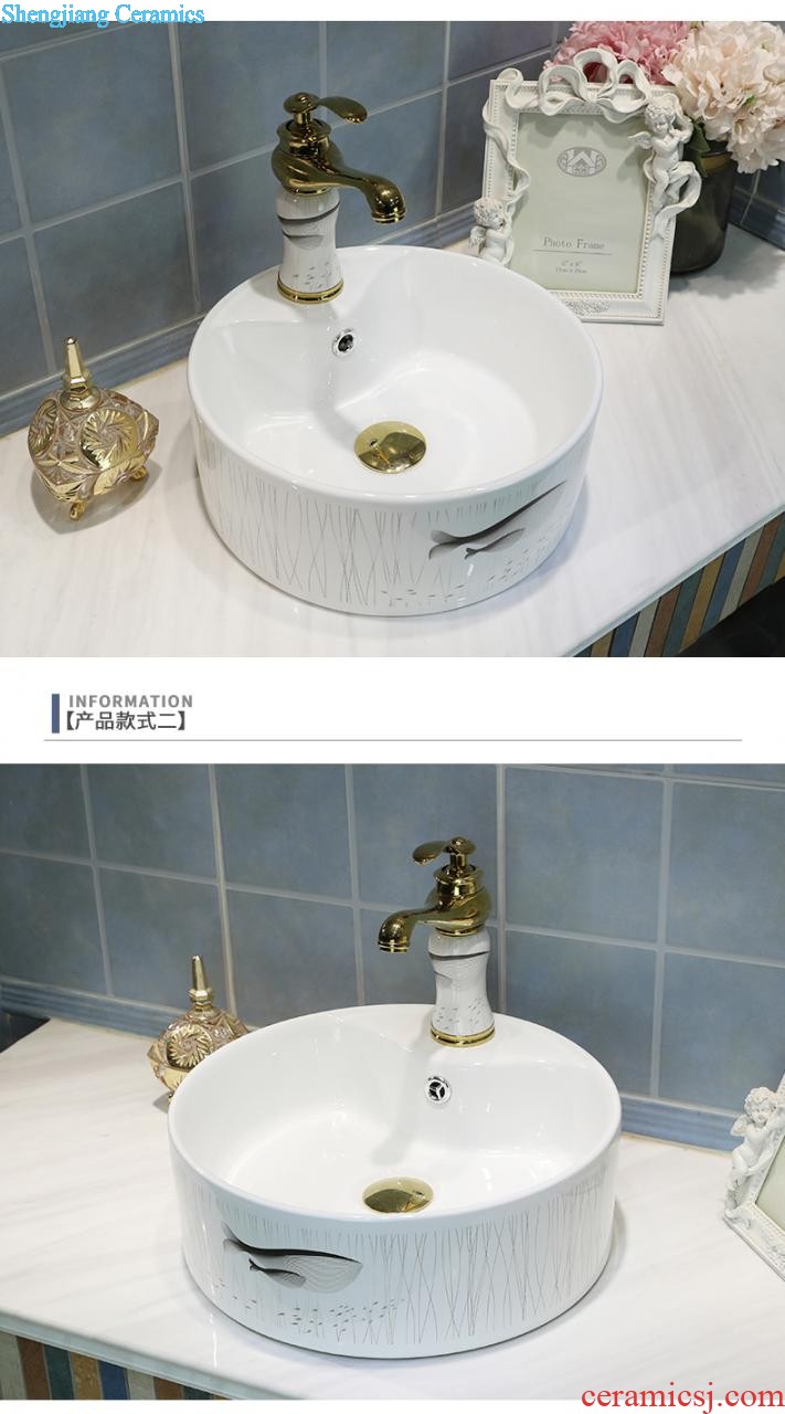 Chinese jingdezhen ceramics stage basin sink home round art basin bathroom sinks european-style trumpet