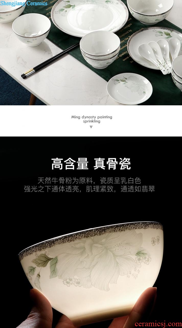 Chinese ceramic creative household food dish jingdezhen blue and white porcelain plate the fish dish deep dish dish wind