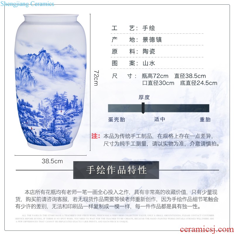 High-quality goods of jingdezhen ceramics hand-painted heavy famille rose red cliff night cruise on the new Chinese style household adornment bottle vase furnishing articles