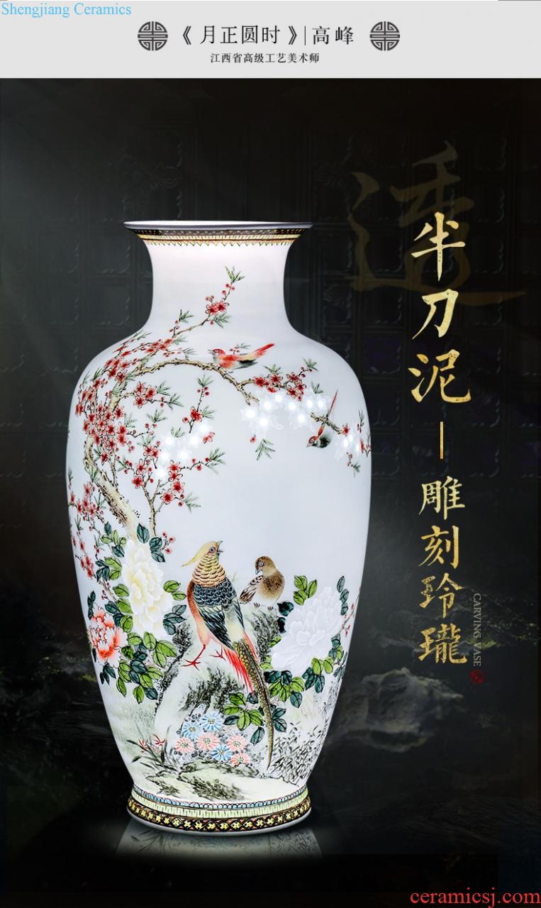 Jingdezhen ceramics hand carved decoration new Chinese modern bedroom living room decoration vase collection furnishing articles