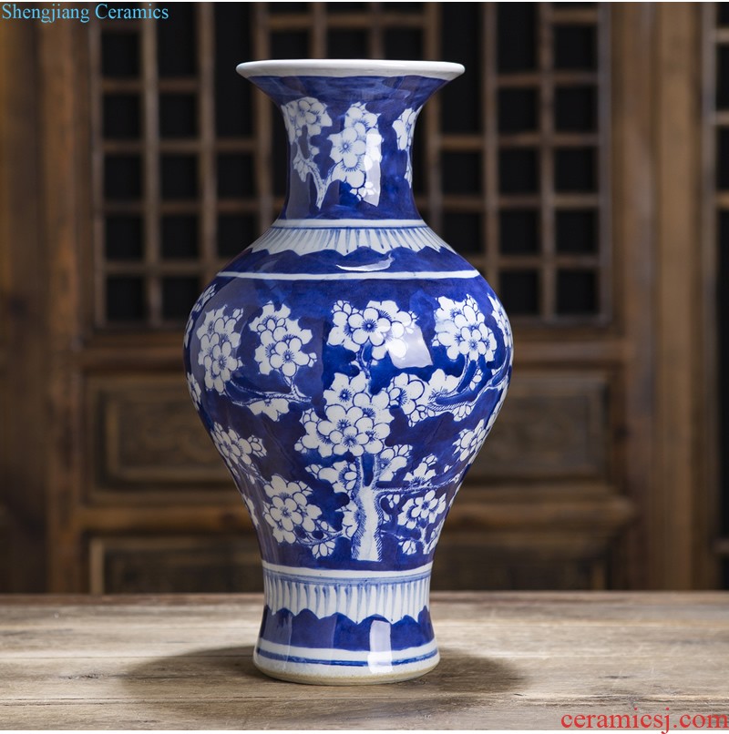 Jingdezhen ceramics Shadow blue glaze antique vase Chinese style restoring ancient ways is the sitting room porch decoration handicraft furnishing articles