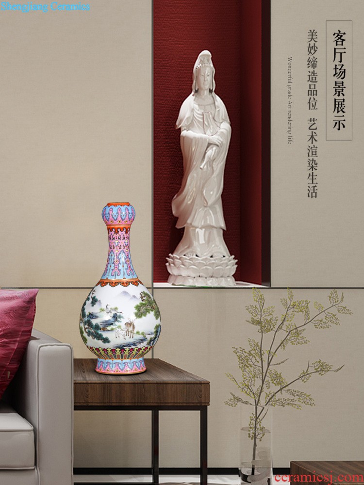 Archaize of jingdezhen ceramic vase pastel heavy industry of flowers and birds ears garlic bottles of home sitting room adornment is placed