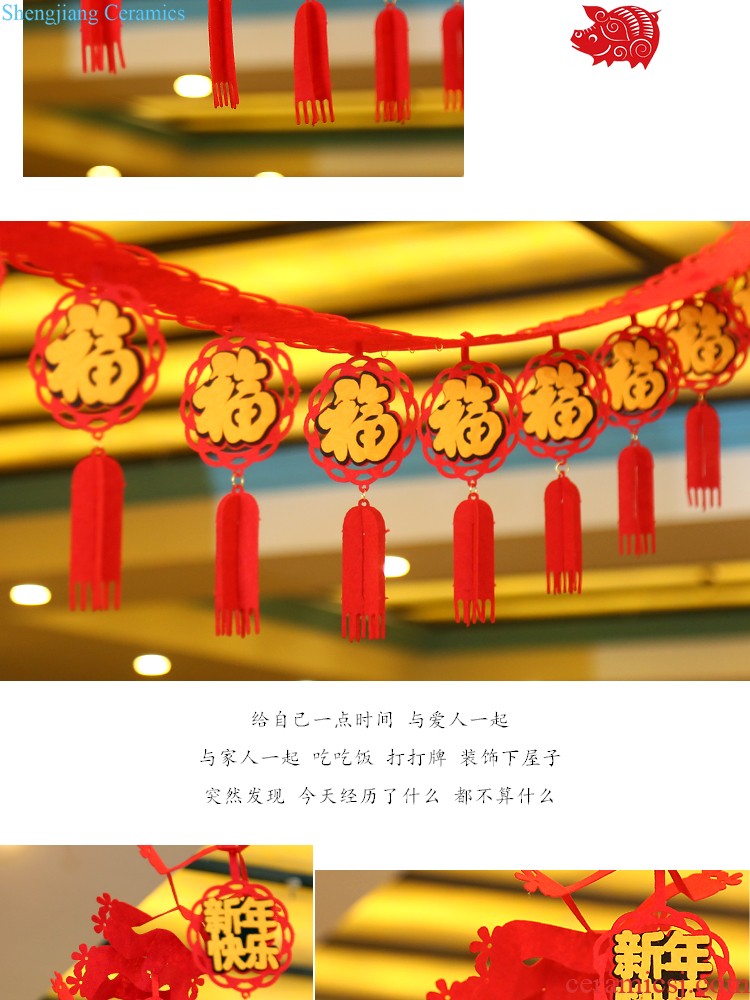 Spring Festival couplet flocking couplet 2.2 meters 2019 year of pig decor items moved into New Year couplet