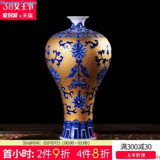 Jingdezhen ceramics Antique hand-painted landscape flat belly of blue and white porcelain vase Household decoration crafts are sitting room