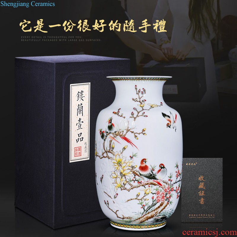 New Chinese style household boutique jingdezhen ceramics hand-painted jack snow vase rich ancient frame decorative furnishing articles