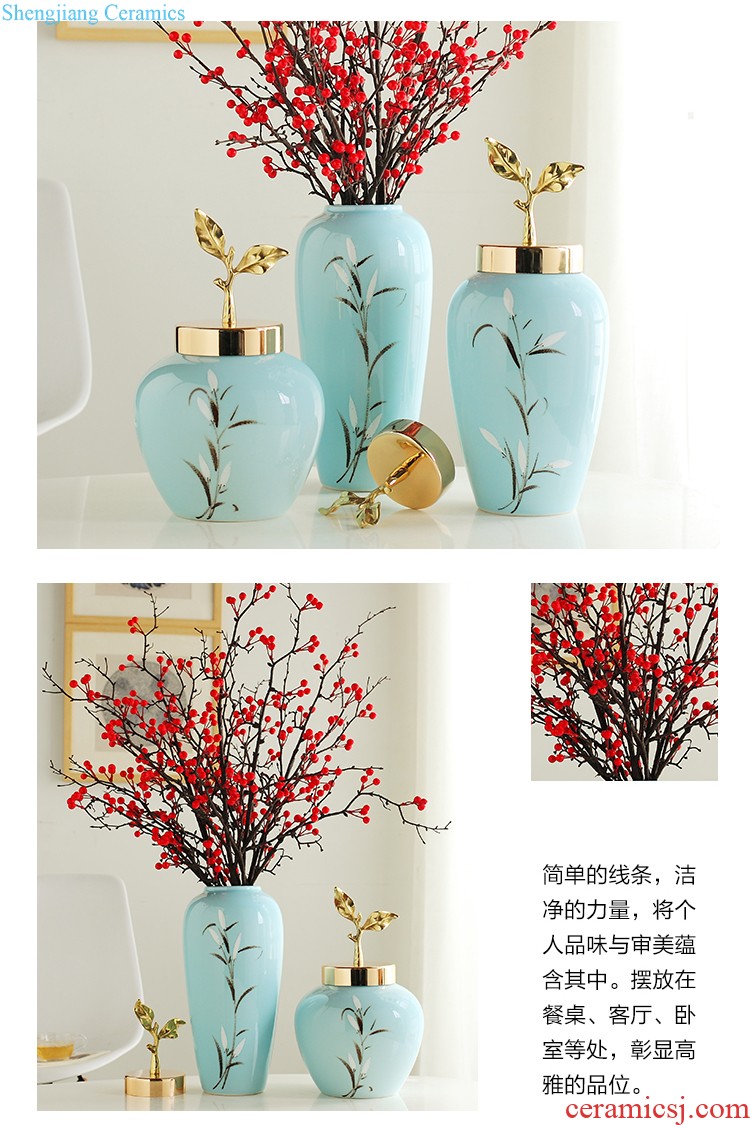 Jingdezhen ceramics vase hand-painted large wax gourd bottle furnishing articles new Chinese style household living room TV cabinet decoration