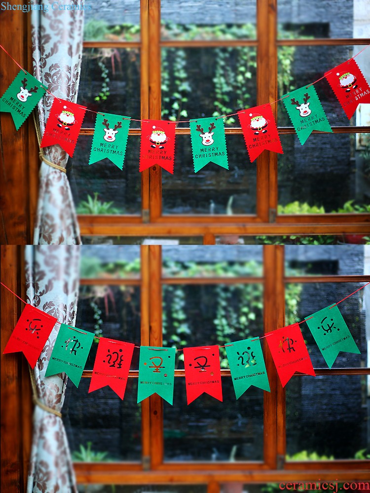 New Year Spring Festival decoration supplies garland pull flag hanging mall hotel kindergarten window set decoration flag bunting