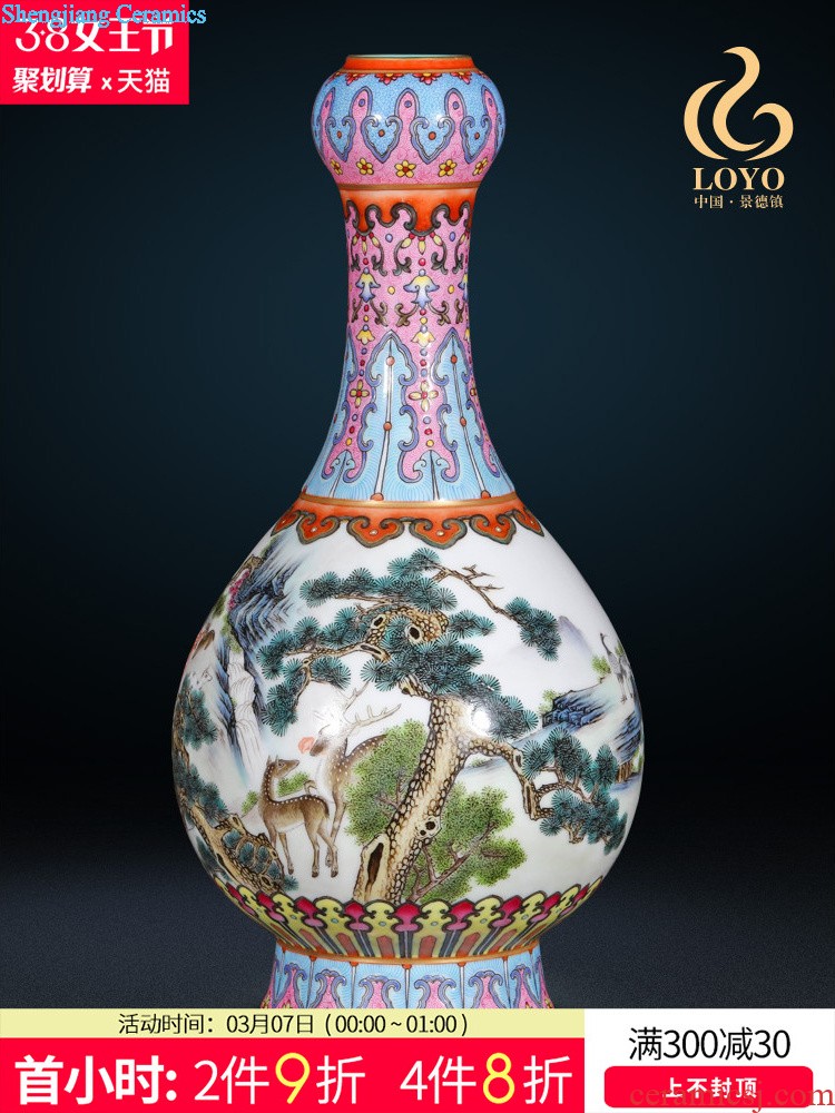 Archaize of jingdezhen ceramic vase pastel heavy industry of flowers and birds ears garlic bottles of home sitting room adornment is placed