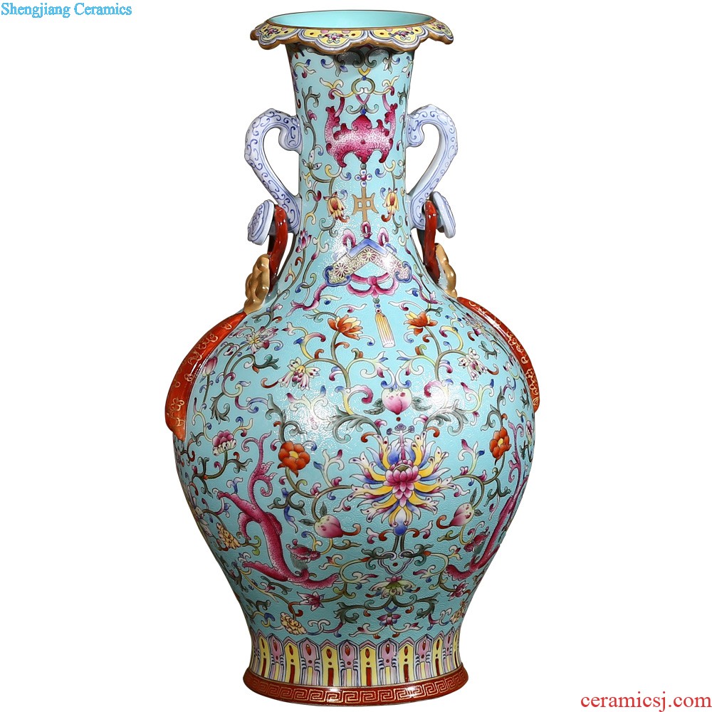 Jingdezhen ceramic vase imitation qing qianlong pastel steak flower tree sitting room adornment collection of new Chinese style furnishing articles