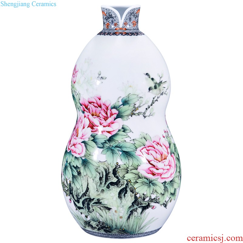 Jingdezhen ceramic color bucket longnu vase sitting room the bedroom TV ark of new Chinese style household decorative items furnishing articles