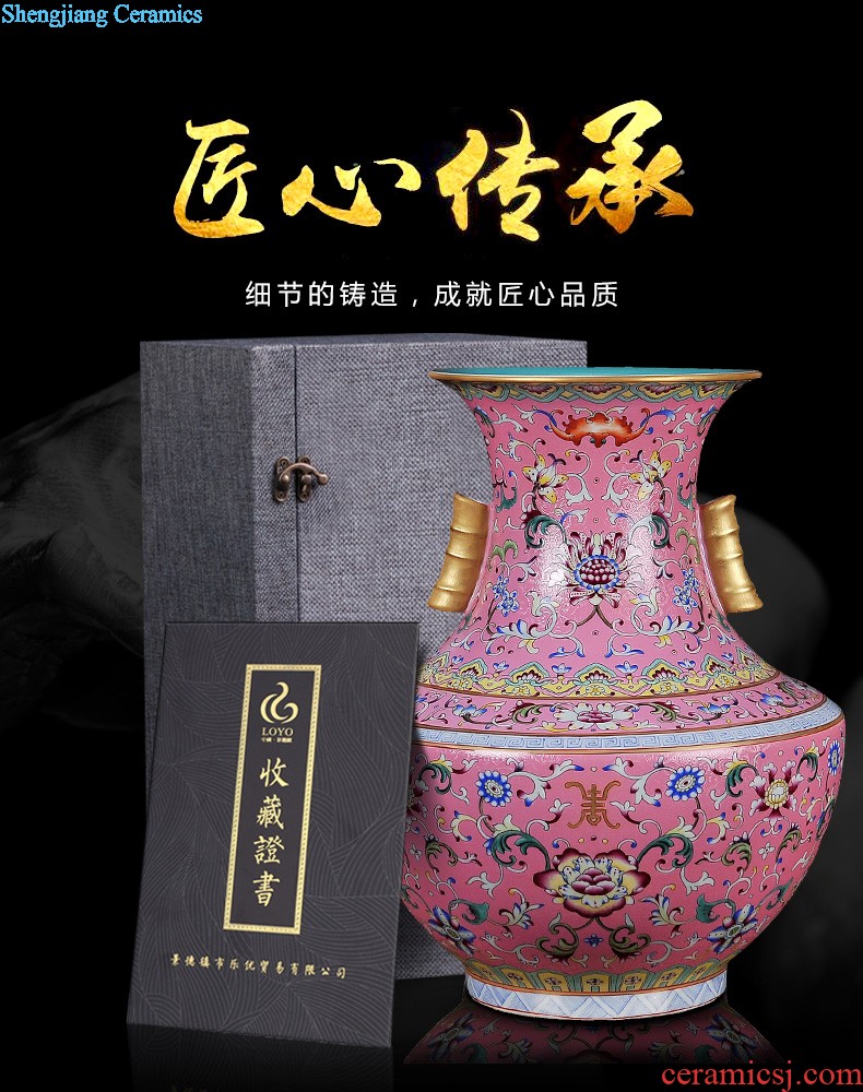 Jingdezhen ceramics powder enamel archaize tong qu wooden stick vases, flower arranging Chinese style classical home furnishing articles