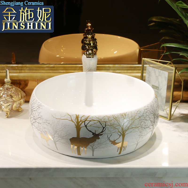 Wash basin ceramic toilet lavatory art stage fangyuan diamonds lavabo mesa household butterfly