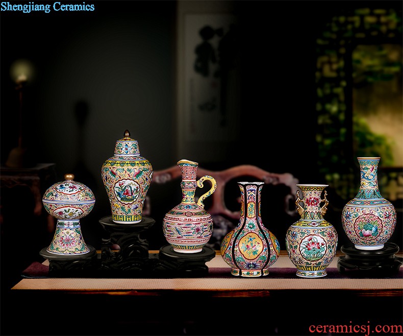 Jingdezhen ceramics hand-painted vases, flower arranging Chinese style household adornment rich ancient frame sitting room place a wedding gift