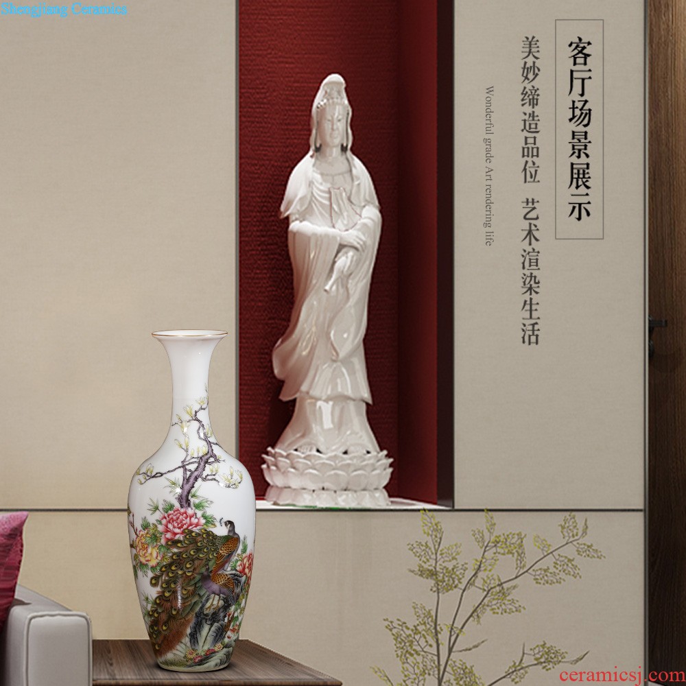 Jingdezhen ceramics vase household hand-painted yulan fragrance bottle yellow new Chinese style household adornment furnishing articles