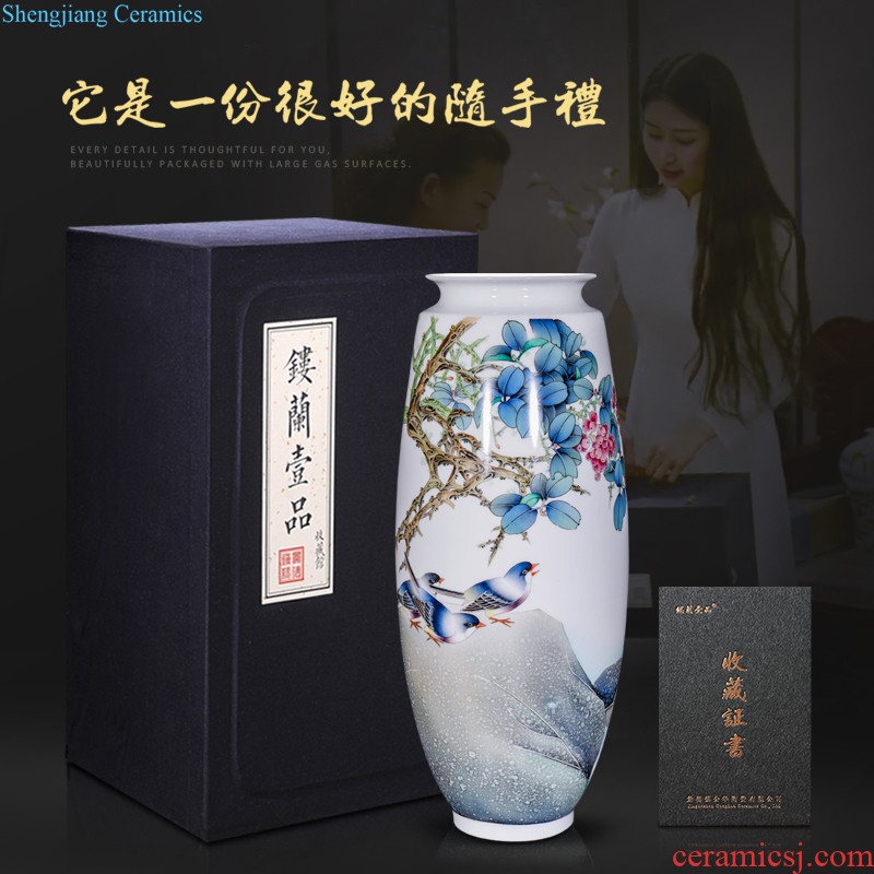 Jingdezhen ceramics hand-painted table vases, new Chinese style living room TV cabinet porch decoration collection furnishing articles