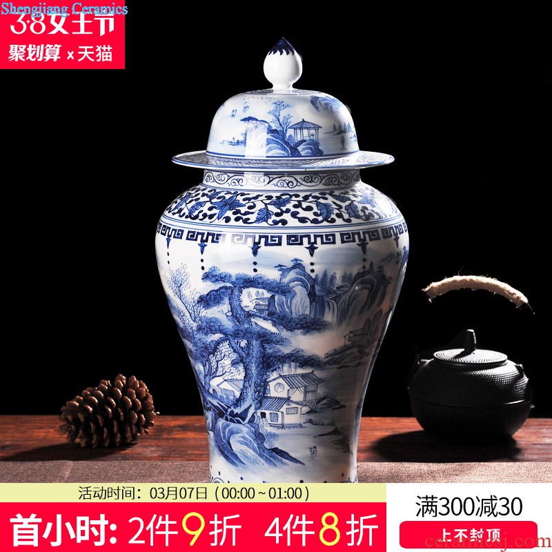 Jingdezhen ceramics hand-painted blue and white porcelain vase flower arrangement of vitality New Chinese style household adornment furnishing articles