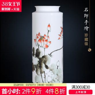 Jingdezhen ceramics hand-painted blooming flowers vase furnishing articles New Chinese style household living room TV cabinet decoration