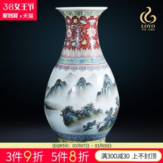 Jingdezhen ceramics vase Three Yang kaitai Wang Yunxi blue and white porcelain flower handicraft furnishing articles of contemporary sitting room