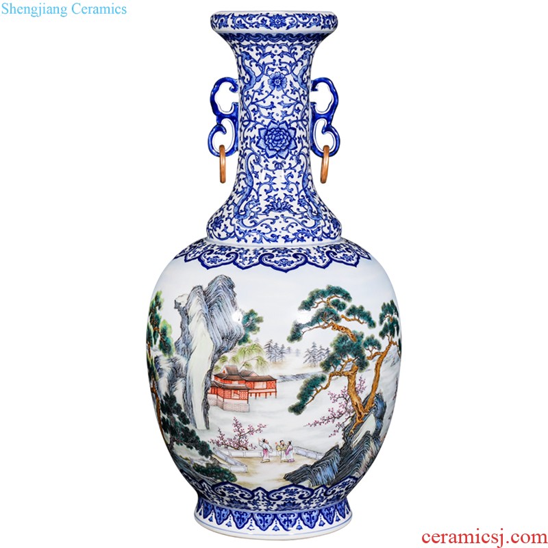 China jingdezhen ceramic art master Zhu Zhengrong hand-painted vases, new Chinese style home sitting room adornment is placed