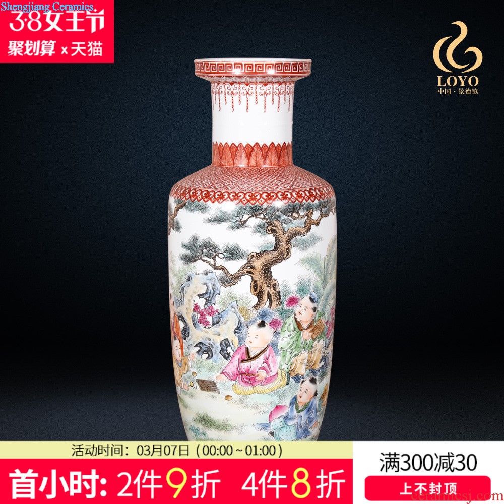 Jingdezhen ceramics powder enamel antique flower vase the celestial sphere sitting room of Chinese style household flower arranging jewelry collection furnishing articles