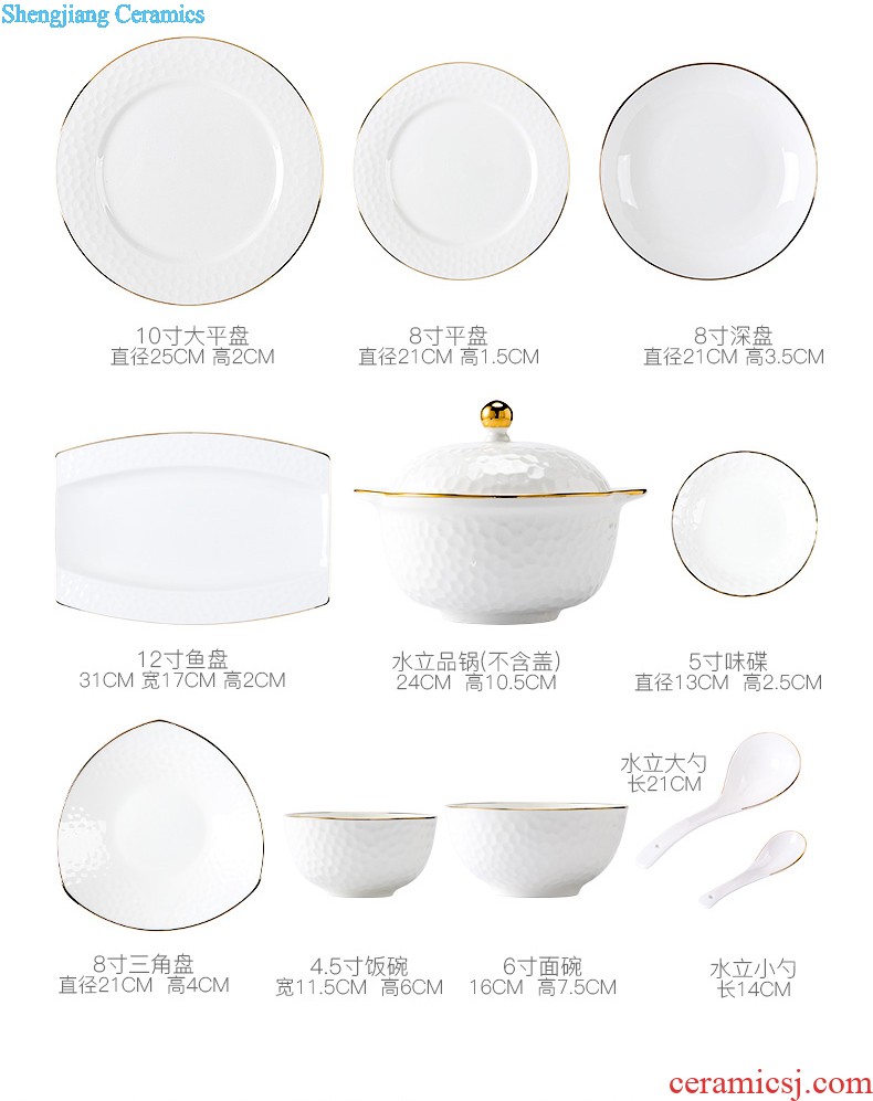 inky Jingdezhen blue and white porcelain ceramic tableware bowls of bone plate dishes suit Chinese gifts kai