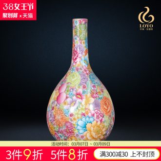 Jingdezhen ceramics powder enamel vase large antique hand-painted hundred LuZunFu barrel Chinese style household adornment furnishing articles