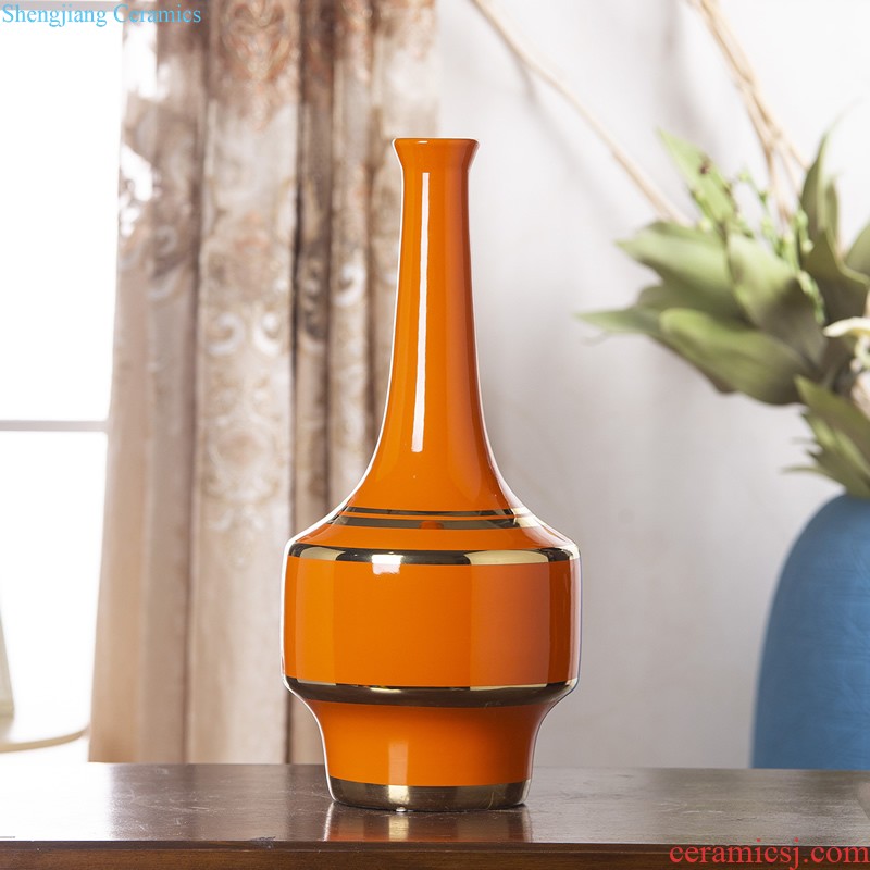 Jingdezhen ceramic orange ball vase furnishing articles Nordic hall table dry flower arranging flowers adornment flowers creative decorations