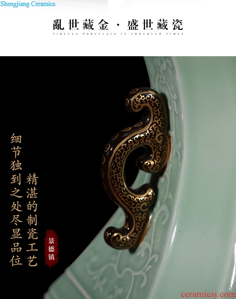 Jingdezhen ceramic imitation qing qianlong even ears around branches of blue and white porcelain vases, classical Chinese style home furnishing articles